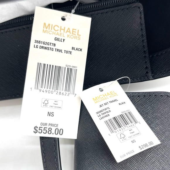Michael Kors Gilly Tote Bag Black & Trifold Wallet - Picture 10 of 10